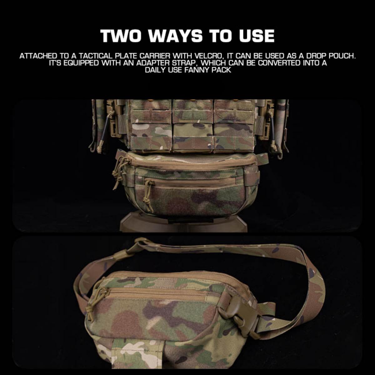 Edc Carry Fanny Pack - DP Universal Drop Pouch Dual-Purpose Hook-Loop