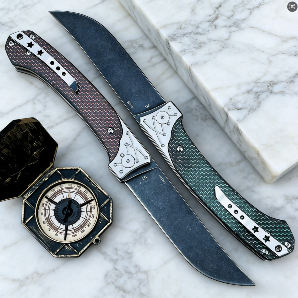 D2 Steel Folding Knife with Ca - مراجعة Edc Every Day Carry おもちゃ وسعره